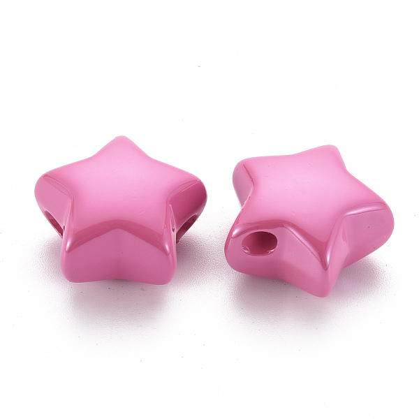 

PandaHall Opaque Acrylic Beads, Pearlized, Star, Camellia, 20.5x21x12.5mm, Hole: 3.5mm Acrylic Star Pink