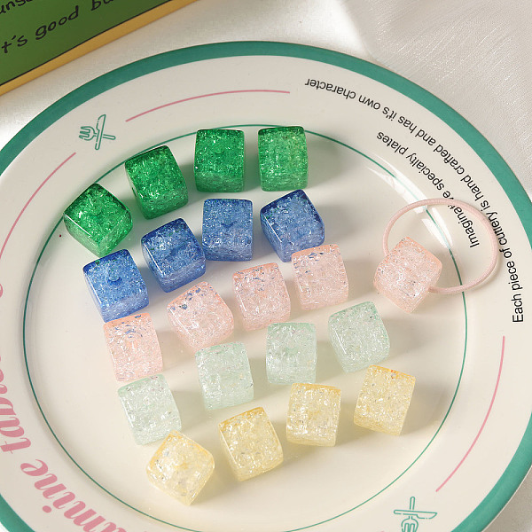 

PandaHall Transparent Crackle Acrylic Beads, Cube, Mixed Color, 16x16x16mm, Hole: 3.5mm Acrylic Cube Multicolor