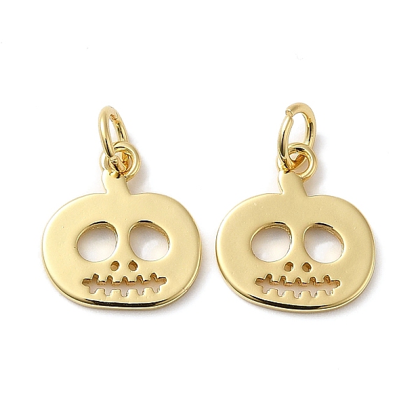 

PandaHall Rack Plating Brass Charms, with Jump Ring, Lead Free & Cadmium Free, Long-Lasting Plated, Skull Pumpkin Charm, Real 18K Gold...