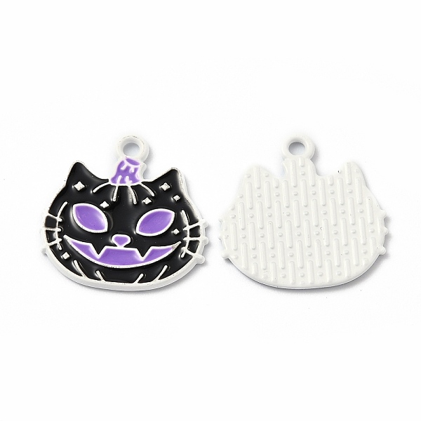 

PandaHall Alloy Enamel Pendants, for Halloween, Cat Pumpkin, Black, 20.5x20x1.2mm, Hole: 1.8mm Alloy+Enamel Cat Shape Black