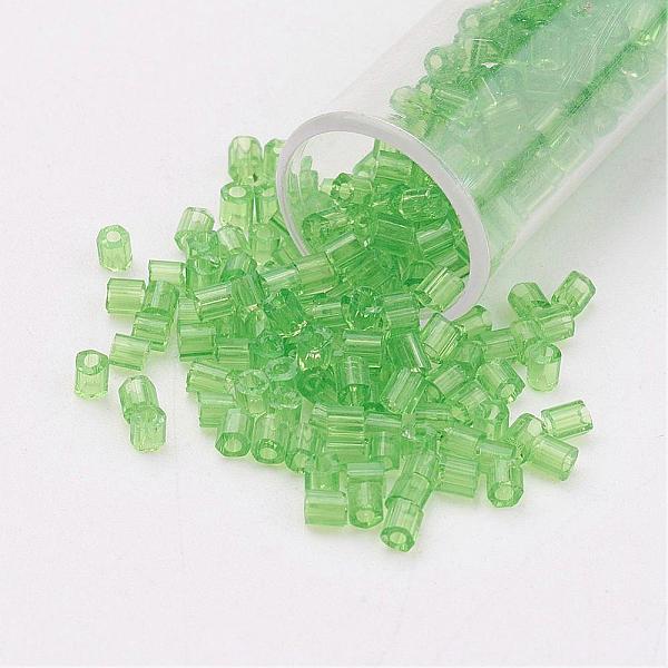 

PandaHall 11/0 Two Cut Round Hole Glass Seed Beads, Hexagon, Transparent Colours, Lawn Green, 2x2mm, Hole: 0.5mm, about 41000pcs/pound Glass...