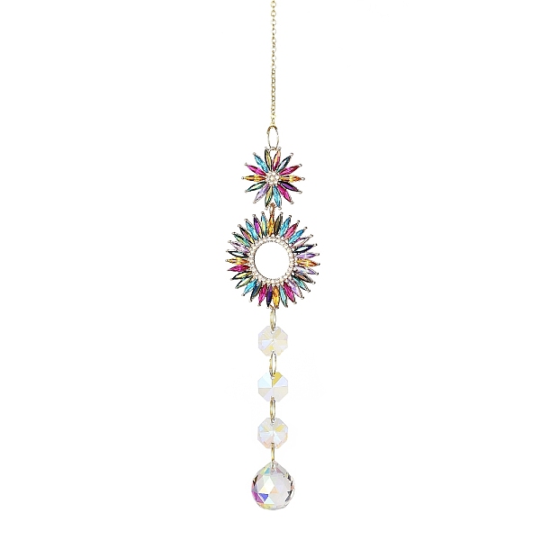 

PandaHall Alloy Rhinestone Hanging Ornaments, Glass Round Tassel for Home Garden Outdoor Decorations, Ring, 390mm Alloy+Rhinestone Ring
