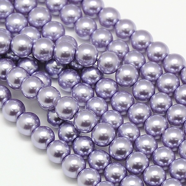 

PandaHall Eco-Friendly Dyed Glass Pearl Round Bead Strands, Cotton Cord Threaded, Lilac, 6mm, Hole: 0.7~1.1mm, about 72pcs/strand, 15 inch..., Purple
