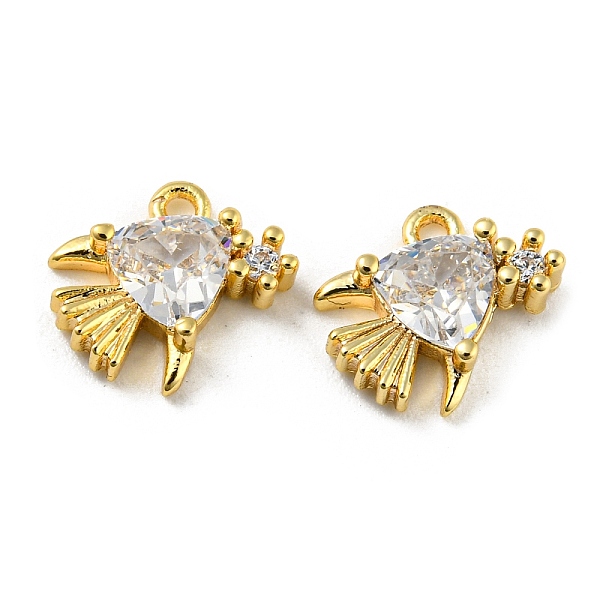 

PandaHall Brass Charms, with Glass, Fish, Real 18K Gold Plated, 7.5x10x3mm, Hole: 1mm Brass+Glass Fish Clear