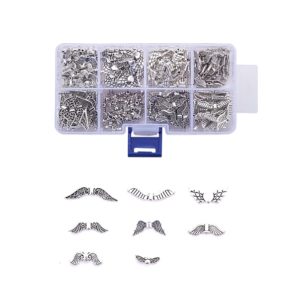 

PandaHall Wing Alloy Beads, Antique Silver, 4~12x14~30x3~4mm, Hole: 1mm, about 8compartments/box, 30pcs/compartment Alloy Wing