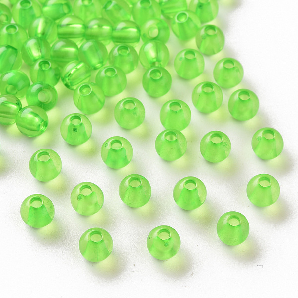 

PandaHall Transparent Acrylic Beads, Round, Lawn Green, 6x5mm, Hole: 1.8mm, about 4400pcs/500g Acrylic Round