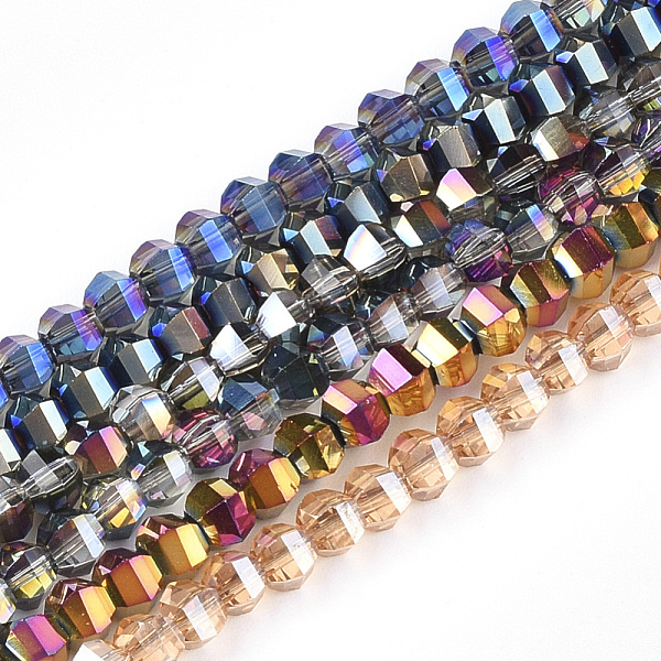 

PandaHall Electroplate Glass Beads Strands, Faceted, Round, Mixed Color, 4~4.5x3.5mm, Hole: 1mm, about 100pcs/strand, 13.7 inch Glass Round..., Multicolor