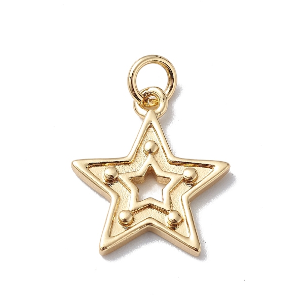 

PandaHall Brass Pendants, Cadmium Free & Lead Free, Long-Lasting Plated, with Jump Ring, Star Charm, Real 18K Gold Plated, 15.5x14x2mm, Hole...