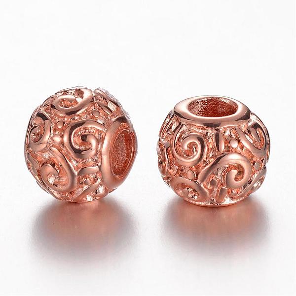 

PandaHall 304 Stainless Steel European Beads, Rondelle with Vortex, Rose Gold, 12x10mm, Hole: 4.5mm 304 Stainless Steel Rondelle