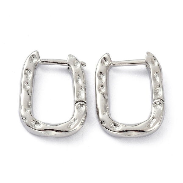 

PandaHall Textured Rectangle Brass Hoop Earrings, Long-Lasting Plated Earrings for Girl Women, Real Platinum Plated, 16x11.5x2mm, Pin: 0.8mm...