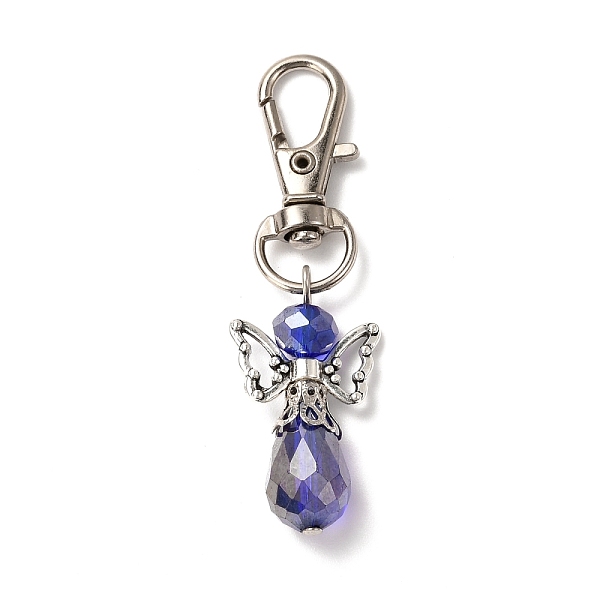 

PandaHall Faceted Teardrop Glass Pendants, with Faceted Glass Beads, Alloy Butterfly Beads & Swivel Lobster Claw Clasps, Iron Pins & Bead..., Blue