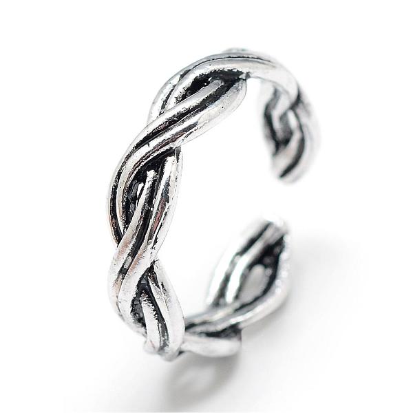 

PandaHall Adjustable Alloy Cuff Finger Rings, Size 7, Antique Silver, 17mm Alloy