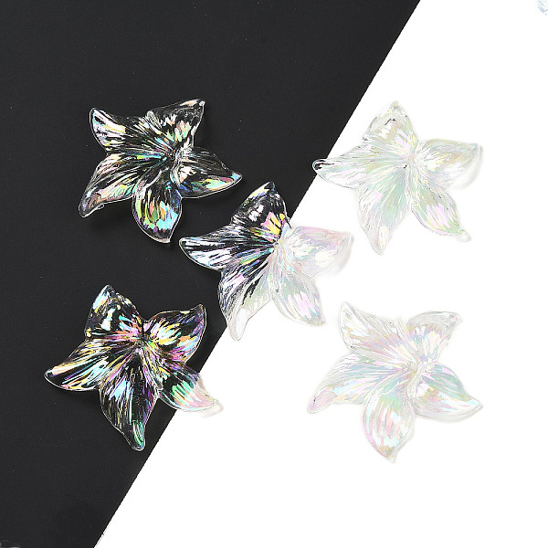 

PandaHall UV Plating Acrylic Beads Caps, Iridescent, Flower, Colorful, 51x52.5x5.5mm, Hole: 1.5mm Acrylic