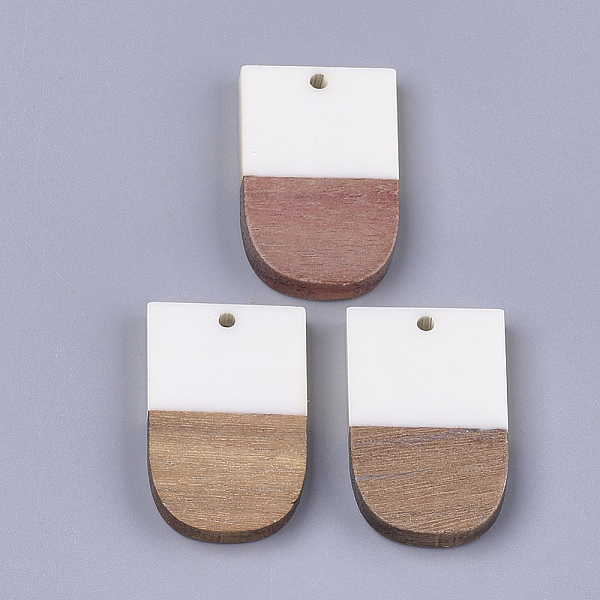 

PandaHall Resin & Walnut Wood Pendants, U Shape, Creamy White, 32x19.5x3.5~4.5mm, Hole: 2mm Resin+Wood Others