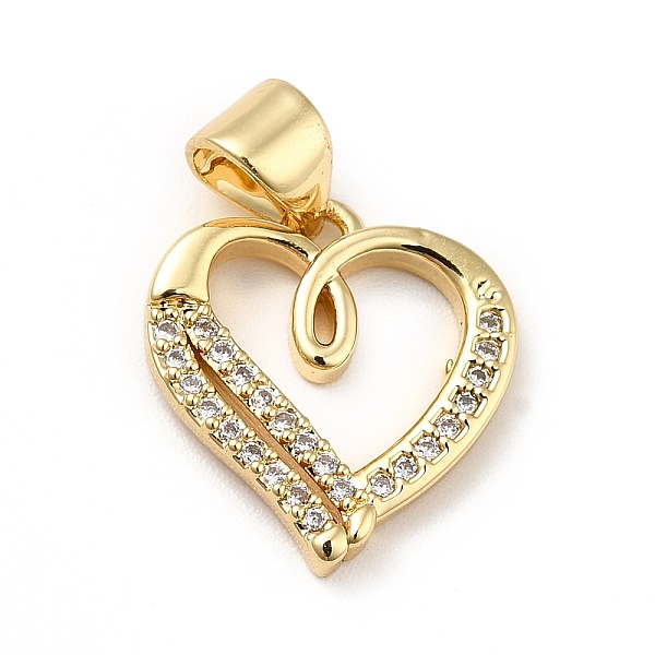 

PandaHall Brass Micro Pave Cubic Zirconia Pendants, Long-Lasting Plated, Real 18K Gold Plated, Heart, Clear, 14.5x14x2mm, Hole: 3.5x4mm...