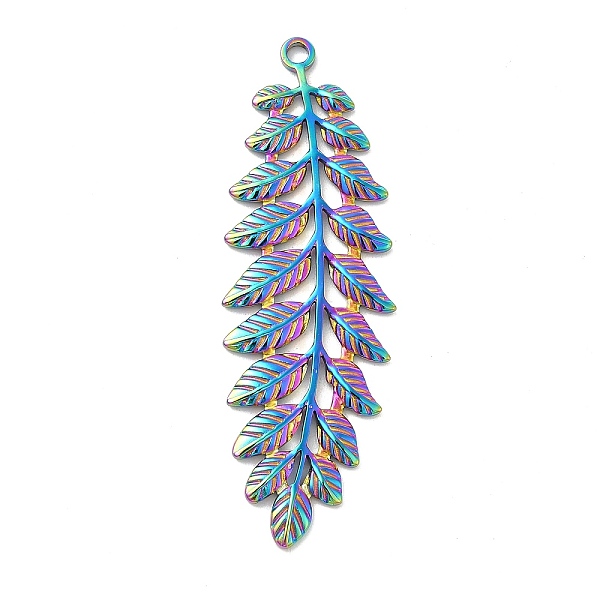 

PandaHall Ion Plating(IP) 304 Stainless Steel Big Pendants, Ears of Wheat Charm, Rainbow Color, 59.5x19x1.5mm, Hole: 2mm 304 Stainless Steel...