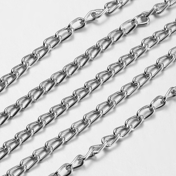 

PandaHall Oxidated Aluminium Twisted Chains Curb Chains, Unwelded, Silver, about 3.5 wide, 6mm long Aluminum Silver