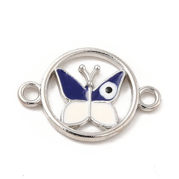 

PandaHall Alloy Enamel Connector Charms, Flat Round Links with Evil Eye Butterfly, Midnight Blue, Nickel, Platinum, 21.5x15x2mm, Hole: 2mm...