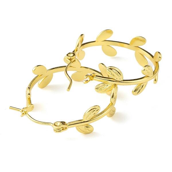 

PandaHall 304 Stainless Steel Leafy Branch Hoop Earrings for Women, Golden, 26.5x24x8mm, Pin: 0.7mm 304 Stainless Steel