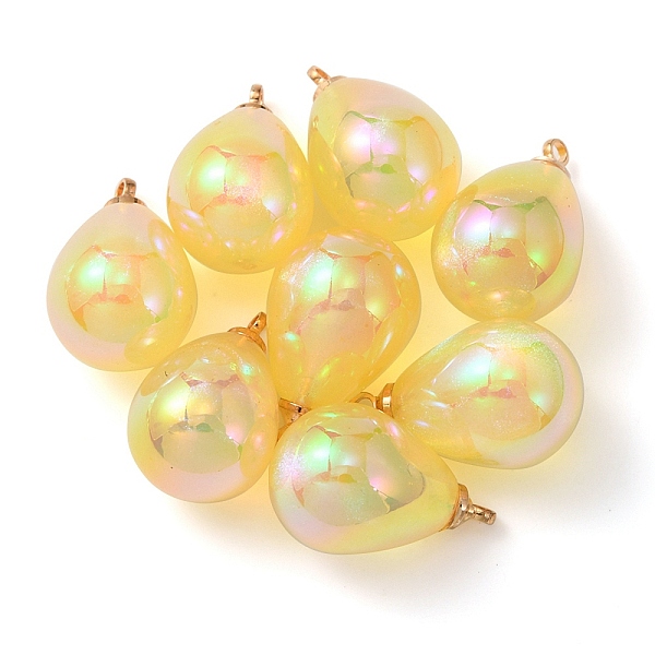 

PandaHall 8Pcs UV Plating Acrylic Pendants, with Light Gold Tone Brass Findings, Teardrop Charm, Yellow, 19.5x12mm, Hole: 1.6mm Acrylic...