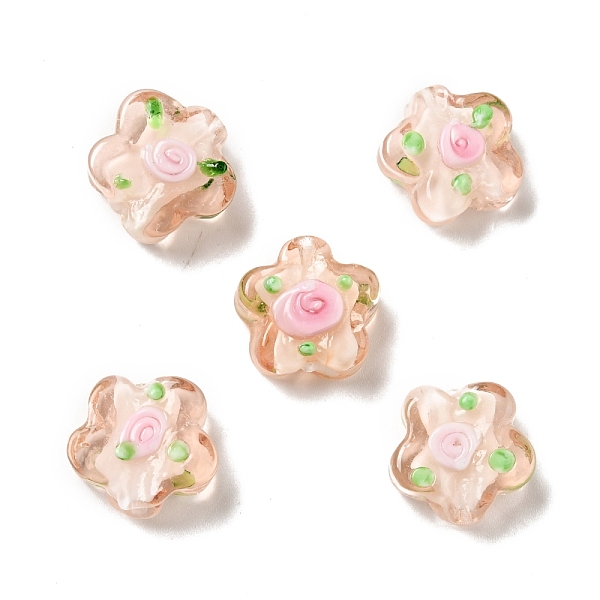

PandaHall Handmade Lampwork Beads, Flower, Sandy Brown, 14.5~15x15~15.5x6.5~8mm, Hole: 1~1.2mm Lampwork Flower