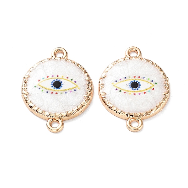 

PandaHall Resin Connector Charms, Light Gold Tone Alloy Enamel Eye Links, Flat Round, 24x17.5x2mm, Hole: 1.6mm Alloy+Resin Flat Round