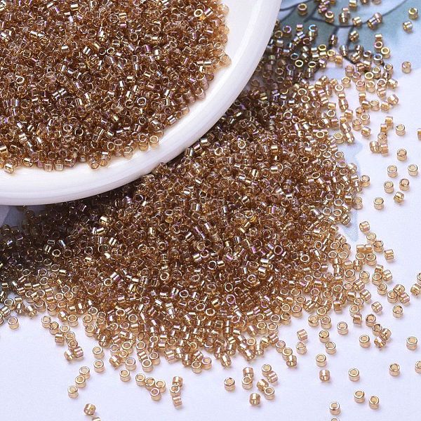 

PandaHall MIYUKI Delica Beads Small, Cylinder, Japanese Seed Beads, 15/0, (DBS1241) Transparent Marigold AB, 1.1x1.3mm, Hole: 0.7mm, about..., Gold