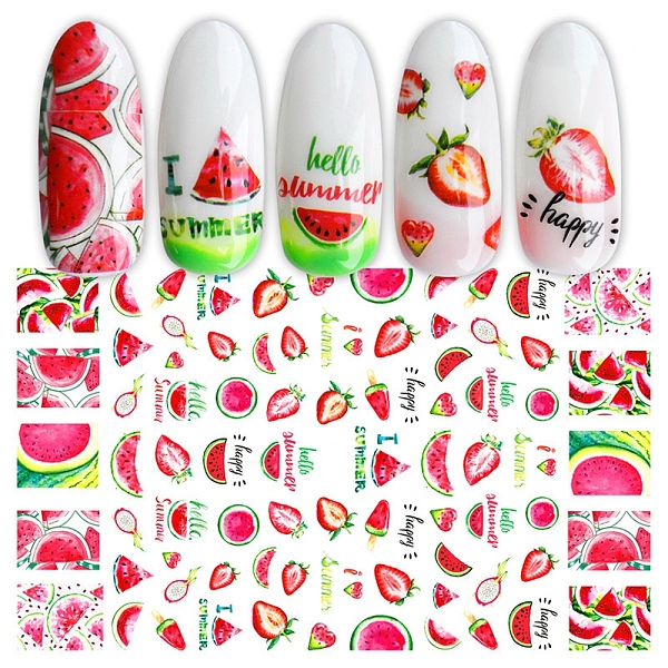 

PandaHall Nail Art Stickers, Self-adhesive, For Nail Tips Decorations, Fruits Pattern, Red, 123x80mm Paper Fruit Red