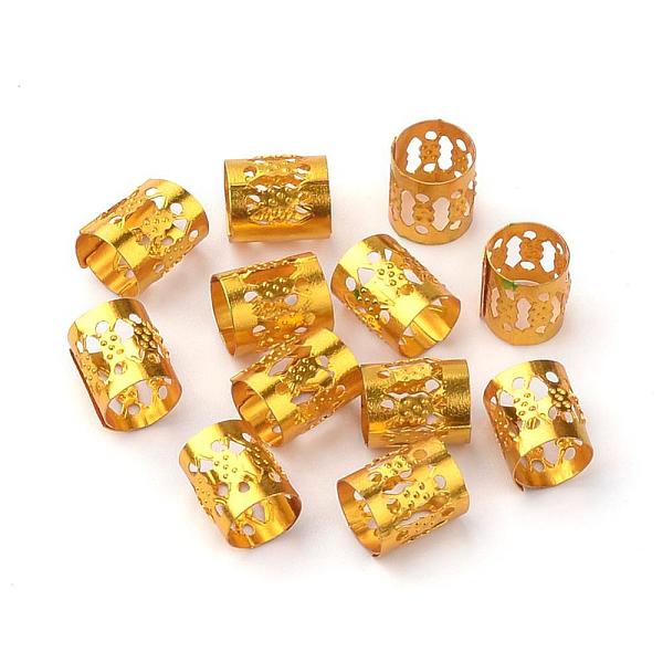 

PandaHall Aluminum Dreadlocks Beads Hair Decoration, Hair Coil Cuffs, Gold, 9x8mm, Hole: 7mm Aluminum Gold