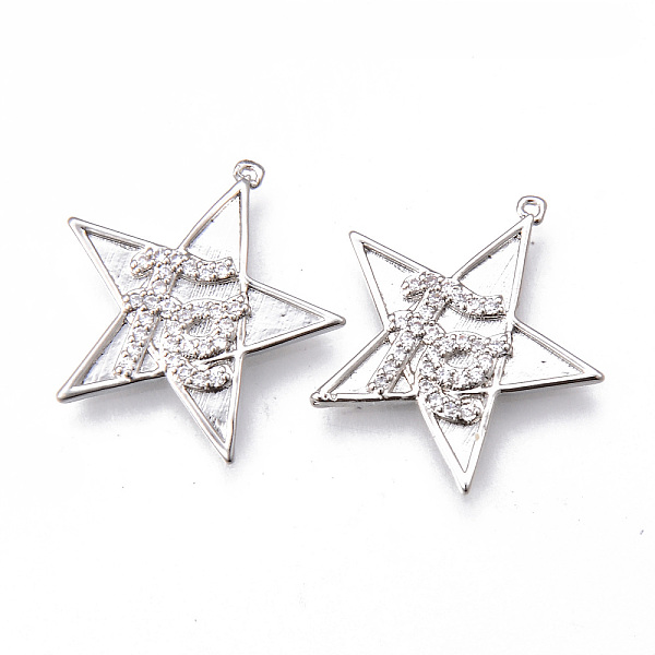

PandaHall Brass Micro Pave Clear Cubic Zirconia Faith Pendants, Nickel Free, Star with Word Fe, Platinum, 21x21x2mm, Hole: 0.7mm Brass+Cubic...