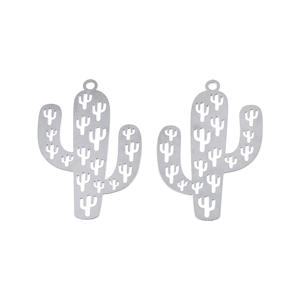 

PandaHall 201 Stainless Steel Pendants, Etched Metal Embellishments, Cactus, Stainless Steel Color, 48.5x32x0.3mm, Hole: 2.5mm 201 Stainless...