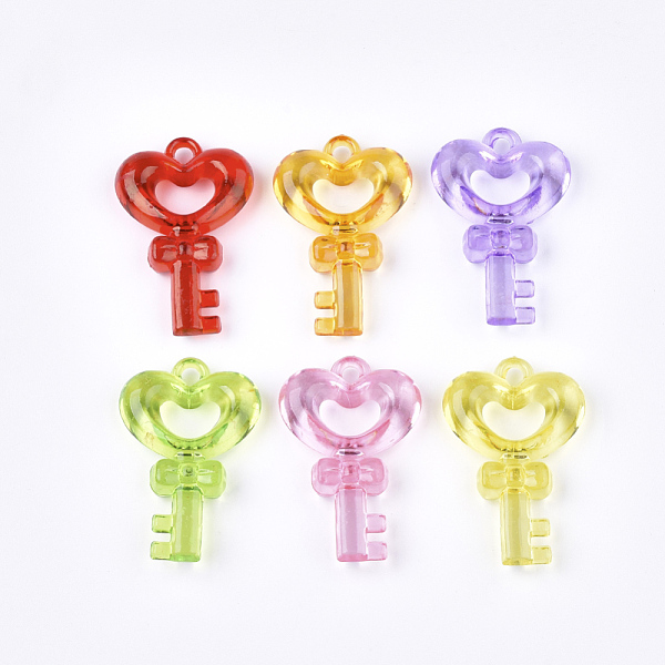 

PandaHall Transparent Acrylic Pendants, Key, Mixed Color, 37x25x8mm, Hole: 2.5mm, about 205pcs/500g Acrylic Key Multicolor