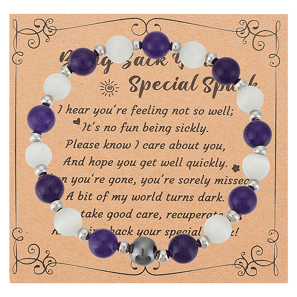

PandaHall Natural Amethyst & Synthetic Hematite & Cat Eye Round Beaded Stretch Bracelet, Gemstone Jewelry for Women, Inner Diameter: 2-1/8...