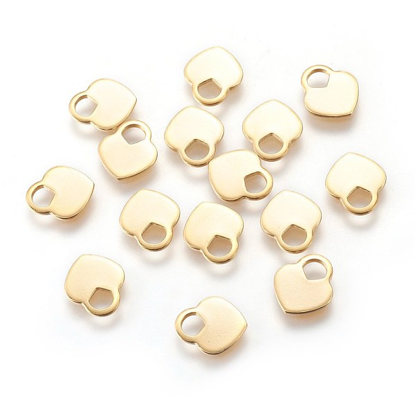 

PandaHall 201 Stainless Steel Charms, Stamping Blank Tag, Heart Lock, Golden, 11.5x10x1mm, Hole: 4mm 201 Stainless Steel Heart