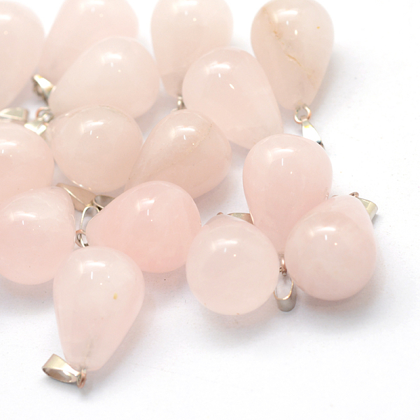 

PandaHall Teardrop Natural Rose Quartz Pendants, with Platinum Tone Brass Findings, 21~24x12~14mm, Hole: 4x7mm Rose Quartz Teardrop