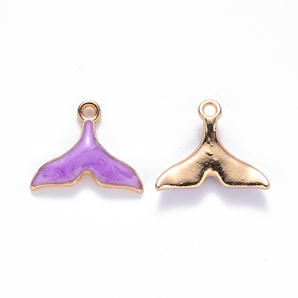 

PandaHall Alloy Enamel Pendants, Whale Tail Shape, Light Gold, Medium Orchid, w Alloy+Enamel Others Purple
