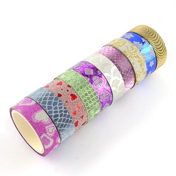 

PandaHall Glitter Powder DIY Scrapbook Decorative Paper Tapes, Self Adhesive Tapes, Mixed Color, 14.5mm, about 3m/roll, 10rolls/group Paper..., Multicolor
