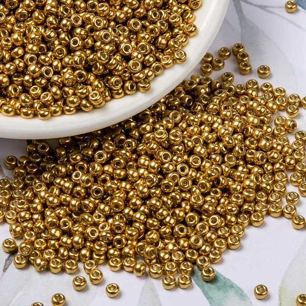 

PandaHall MIYUKI Round Rocailles Beads, Japanese Seed Beads, (RR4203) Duracoat Galvanized Yellow Gold, 8/0, 3mm, Hole: 1mm, about...