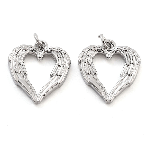 

PandaHall Rack Plating Brass Pendants, Cadmium Free & Lead Free, Long-Lasting Plated, Heart, Platinum, 19x18x3mm, Hole: 5mm Brass Heart