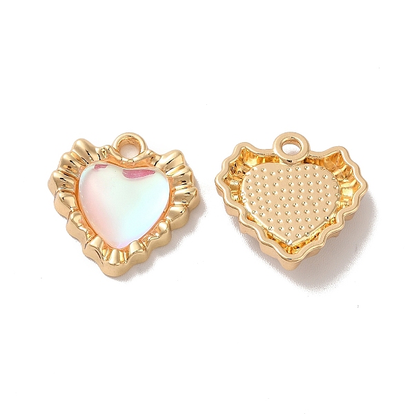 

PandaHall Rack Plating Alloy Resin Pendants, Nickel Free, Heart Charms, Golden, 17x17x4mm, Hole: 1.8mm Alloy+Resin Heart