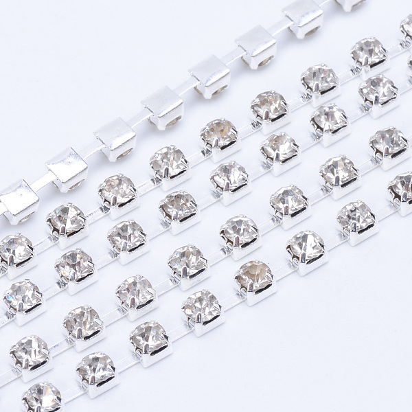 

PandaHall Brass Rhinestone Strass Chains, Rhinestone Cup Chains, Silver Color Plated, Crystal, 3mm, about 10yards/bundle Brass+Rhinestone...