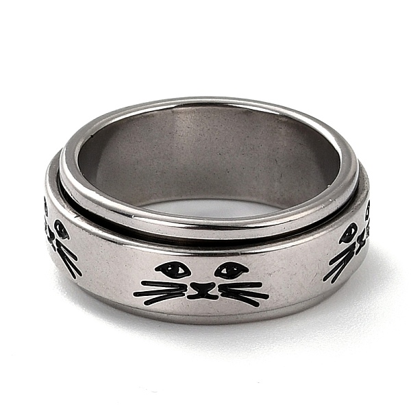 

PandaHall 203 Stainless Steel Rotating Spinner Fidget Band Rings for Anxiety Stress Relief, Stainless Steel Color, Cat Pattern, US Size 6...