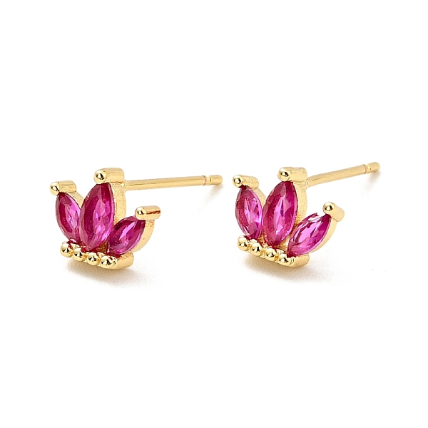 

PandaHall Cubic Zirconia Crown Stud Earrings, Real 18K Gold Plated Brass Jewelry for Women, Cadmium Free & Nickel Free & Lead Free, Deep...