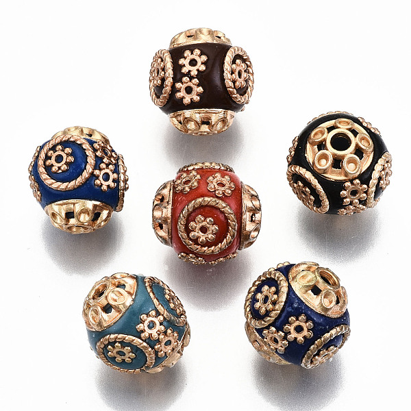 

PandaHall Round Handmade Indonesia Beads, with Alloy Cores, Mixed Color, 15x14mm, Hole: 2mm Polymer Clay Round Multicolor