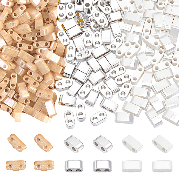 120Pcs 2 Colors Electroplated Non-magnetic Synthetic Hematite & 60Pcs MIYUKI Half TILA Beads Findings Kits