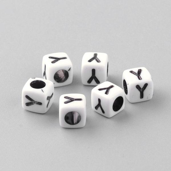 

PandaHall Opaque Acrylic Beads, Letter Style, Cube, Letter.Y, 6x6x6mm, Hole: 3mm, about 3000pcs/500g Acrylic Letter Y