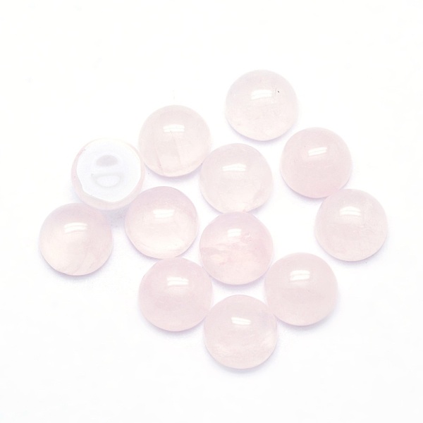 

PandaHall Natural Rose Quartz Cabochons, Half Round, 6x3~3.5mm Rose Quartz Half Round