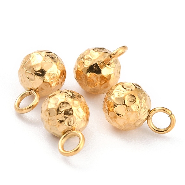

PandaHall Ion Plating(IP) 304 Stainless Steel Charms, Round, Textured, Golden, 7.8x5mm, Hole: 1.8mm 304 Stainless Steel Round