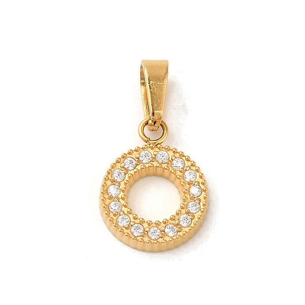 

PandaHall Ion Plating(IP) 304 Stainless Steel Pendants, with Cubic Zirconia, Flat Round Charm, Clear, Golden, 11x9x1.5mm, Hole: 4x2mm...
