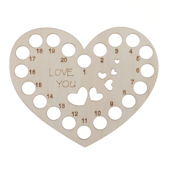 

PandaHall Wooden Embroidery Thread Plate, Cross Stitch Threading Board Tools, Heart, Antique White, 11x13.5cm Wood Heart
